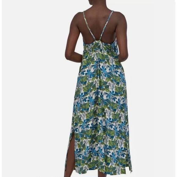 Patagonia Pataloha Womens Strappy Maxi Dress XL Blue Green Floral V Neck Pockets - Picture 3 of 15